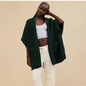 aerie Shawl Collar Sweater Cape NWT Black Size XSmall Cardigan Oversized fit